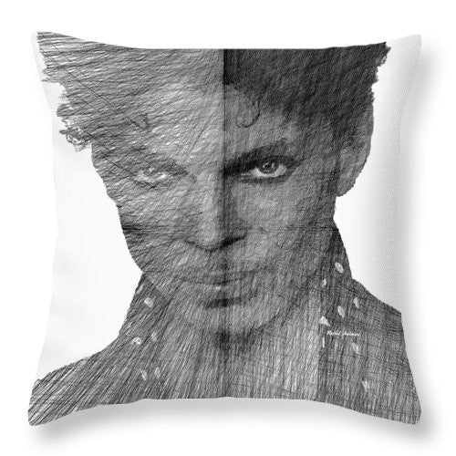 Throw Pillow - Prince - Immortal Tribute In Black And White Sketch