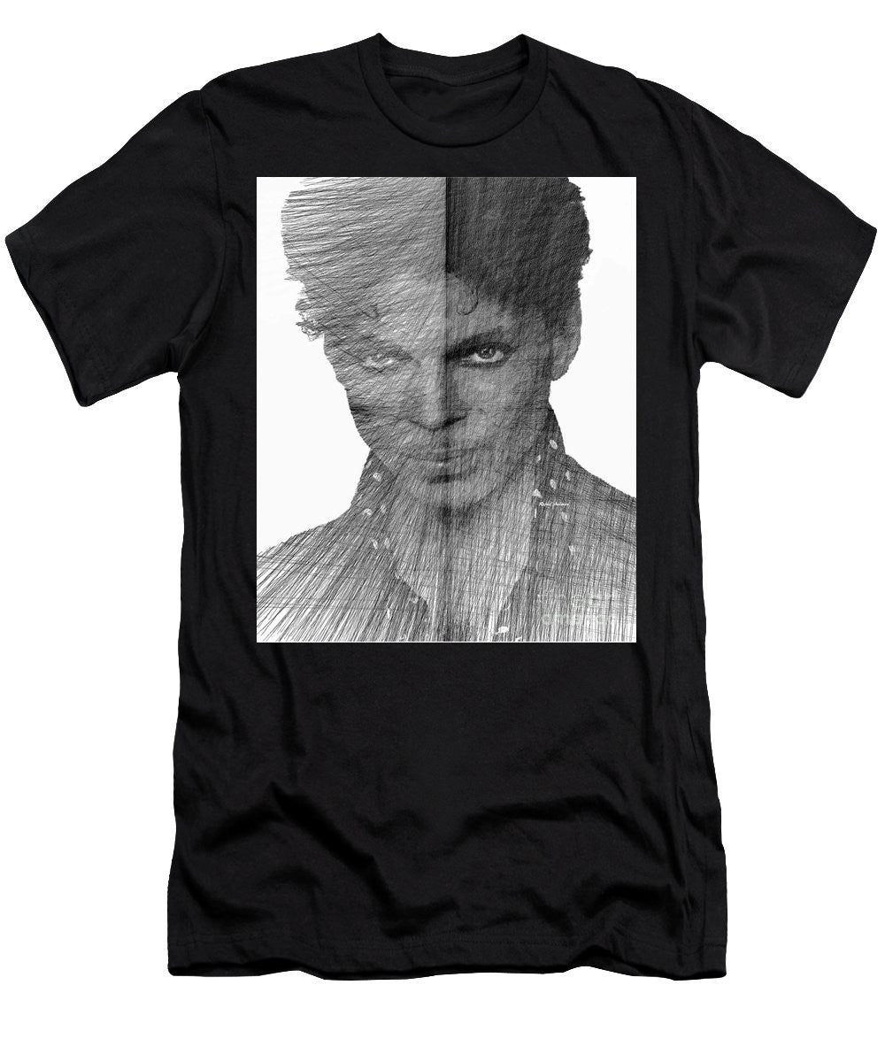 T-shirt pour homme (coupe ajustée) - Prince - Hommage immortel en croquis noir et blanc