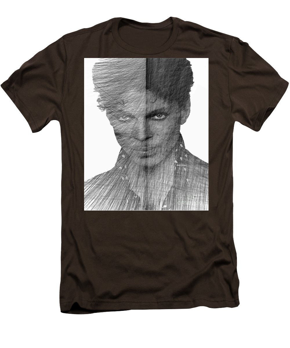 T-shirt pour homme (coupe ajustée) - Prince - Hommage immortel en croquis noir et blanc