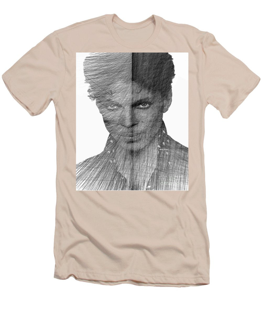 T-shirt pour homme (coupe ajustée) - Prince - Hommage immortel en croquis noir et blanc