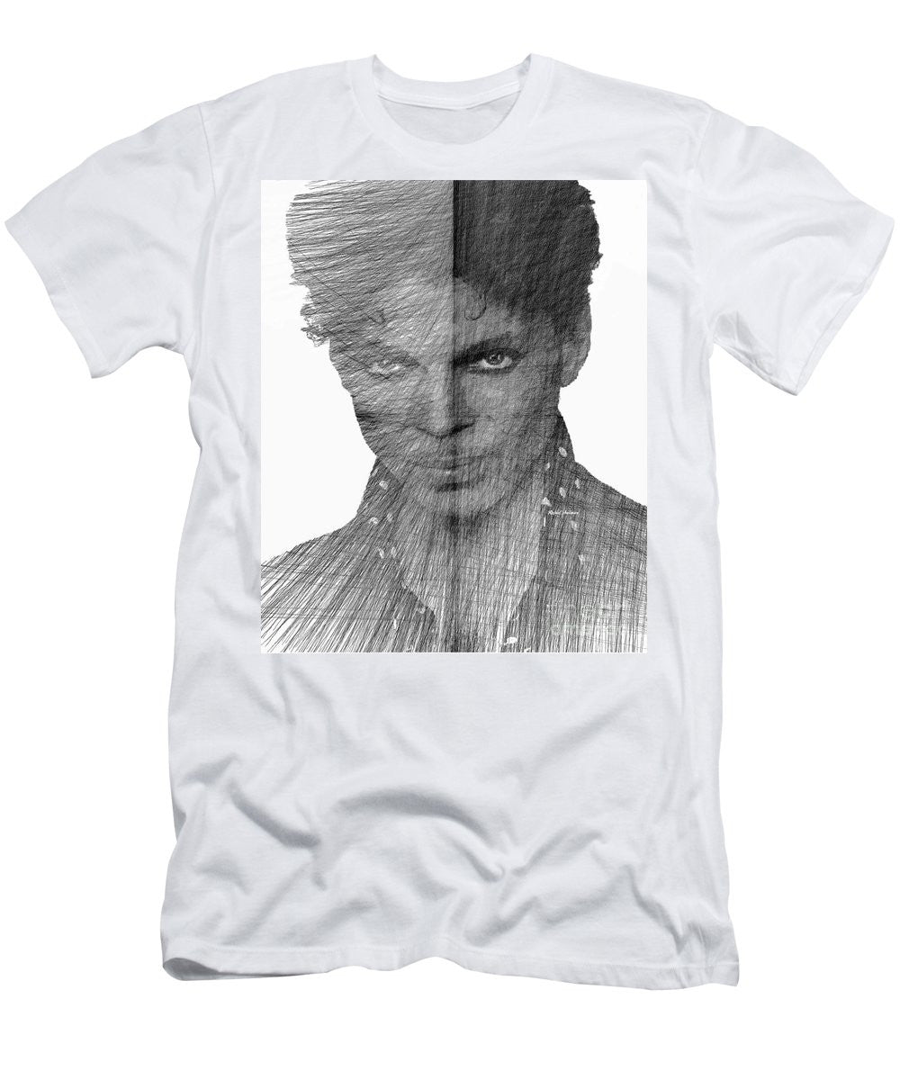 T-shirt pour homme (coupe ajustée) - Prince - Hommage immortel en croquis noir et blanc