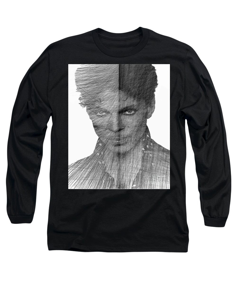 Long Sleeve T-Shirt - Prince - Immortal Tribute In Black And White Sketch