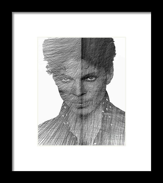 Framed Print - Prince - Immortal Tribute In Black And White Sketch