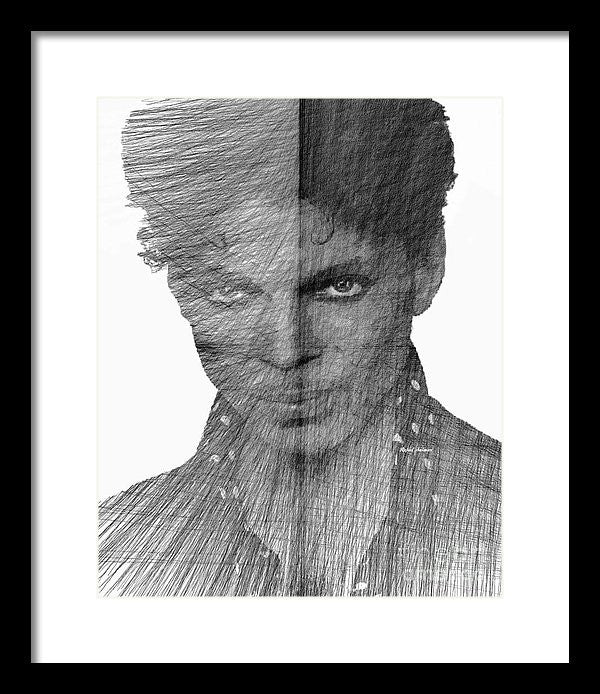 Impression encadrée - Prince - Hommage immortel en croquis noir et blanc