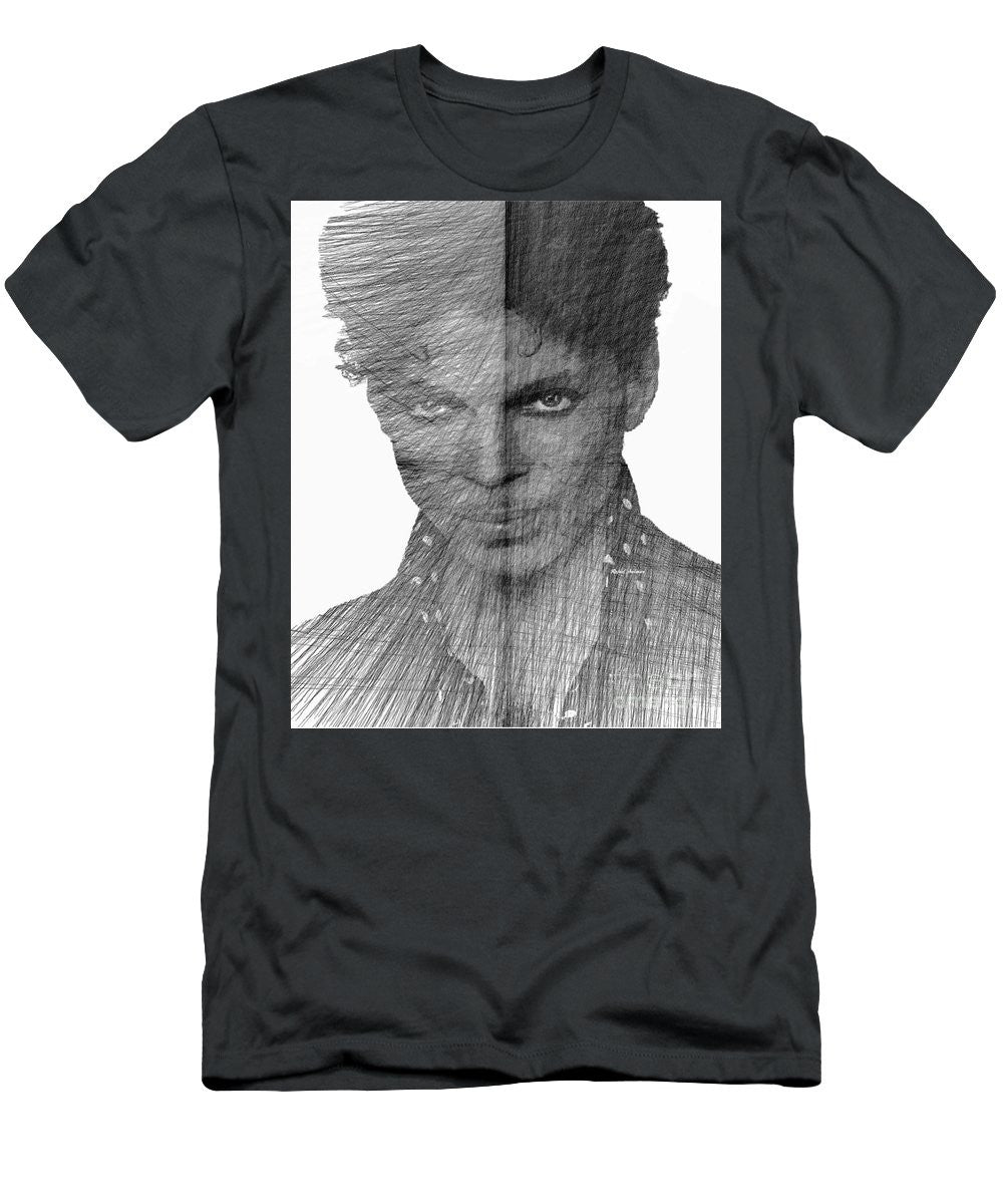 T-shirt pour homme (coupe ajustée) - Prince - Hommage immortel en croquis noir et blanc