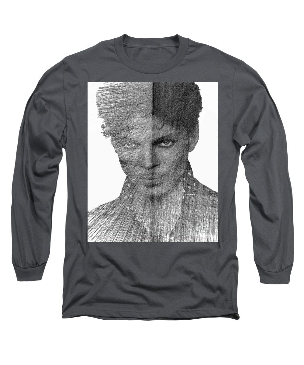 Long Sleeve T-Shirt - Prince - Immortal Tribute In Black And White Sketch