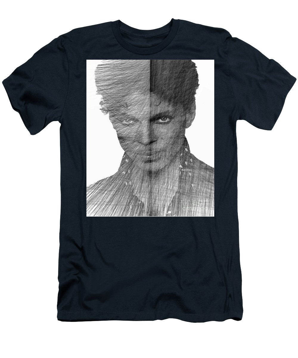 T-shirt pour homme (coupe ajustée) - Prince - Hommage immortel en croquis noir et blanc