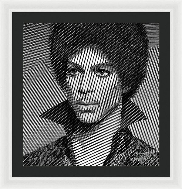 Framed Print - Prince - Tribute In Black And White Sketch