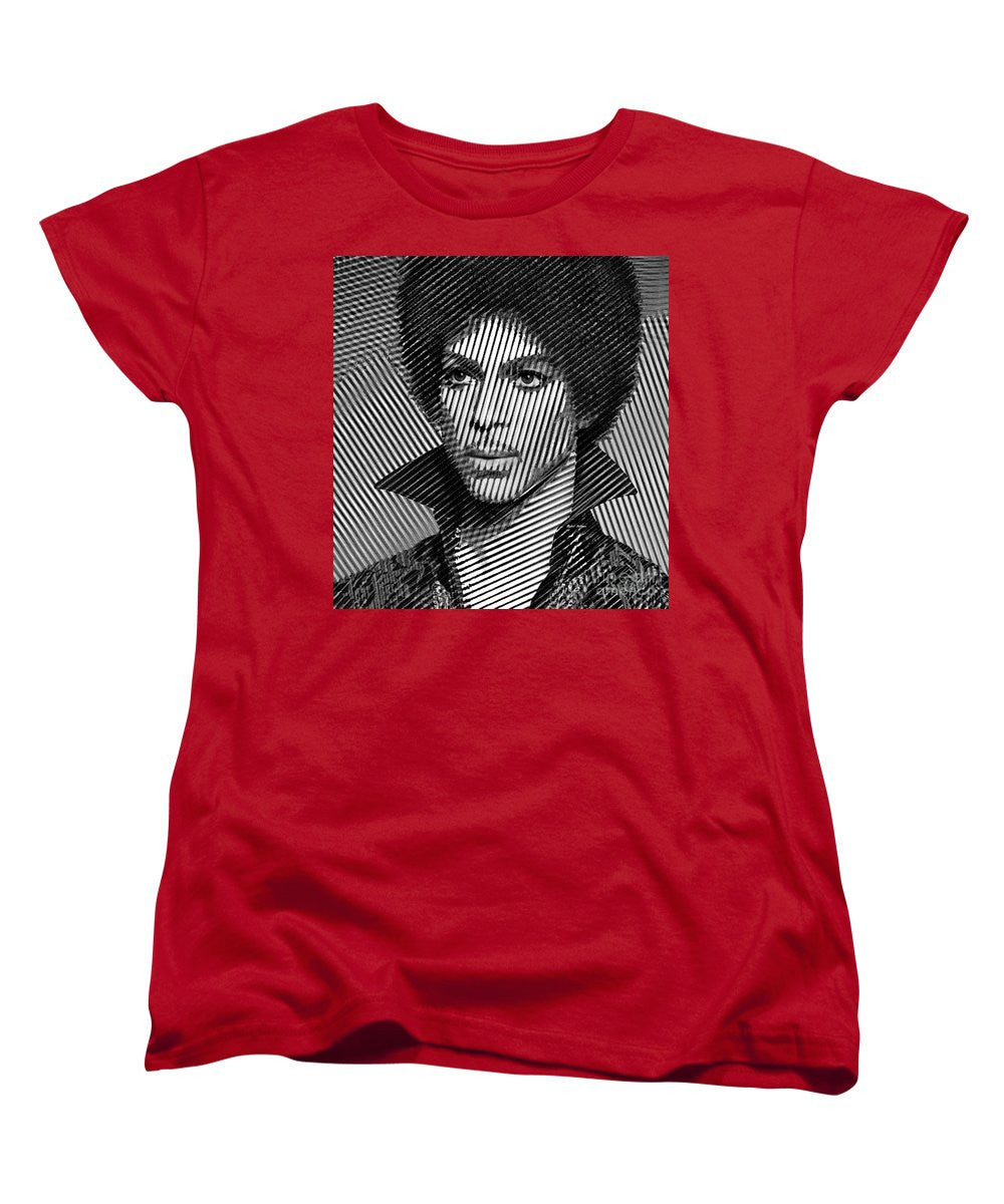 Women's T-Shirt (Standard Cut) - Prince - Tribute In Black And White Sketch