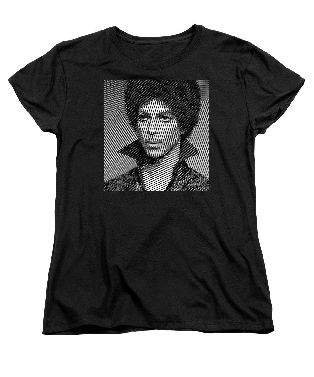 Women's T-Shirt (Standard Cut) - Prince - Tribute In Black And White Sketch