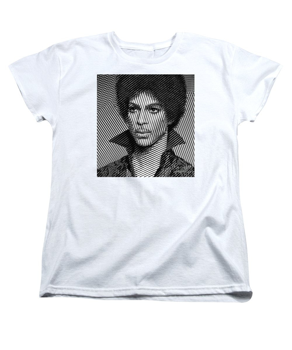 Women's T-Shirt (Standard Cut) - Prince - Tribute In Black And White Sketch