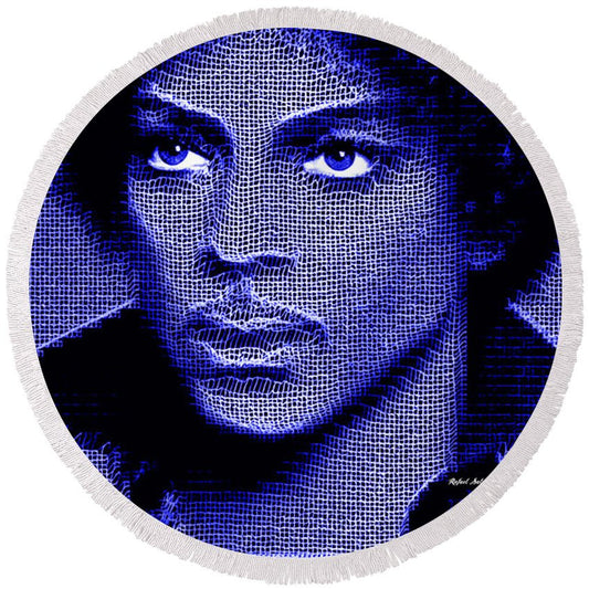 Round Beach Towel - Prince - Tribute In Royal Blue