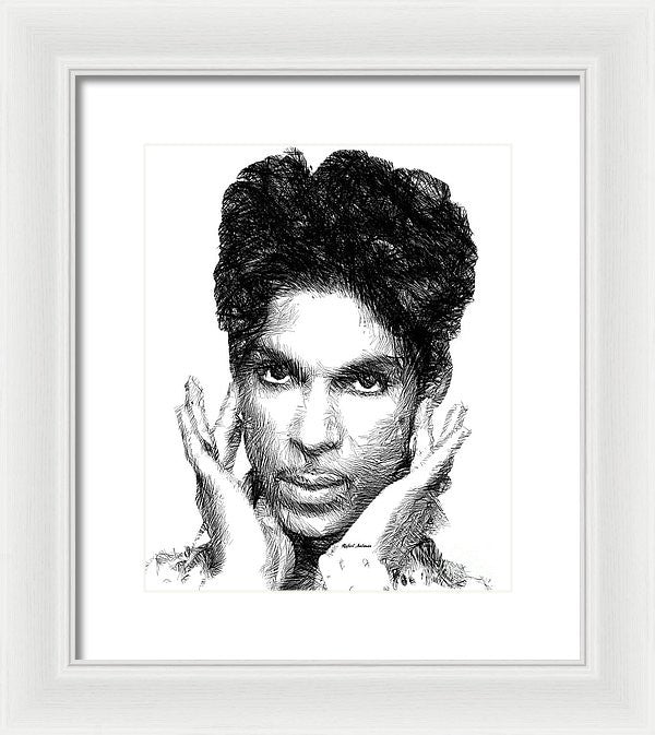 Framed Print - Prince - Tribute Sketch In Black And White 2