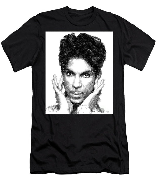 T-shirt pour homme (coupe ajustée) - Prince - Esquisse hommage en noir et blanc 2