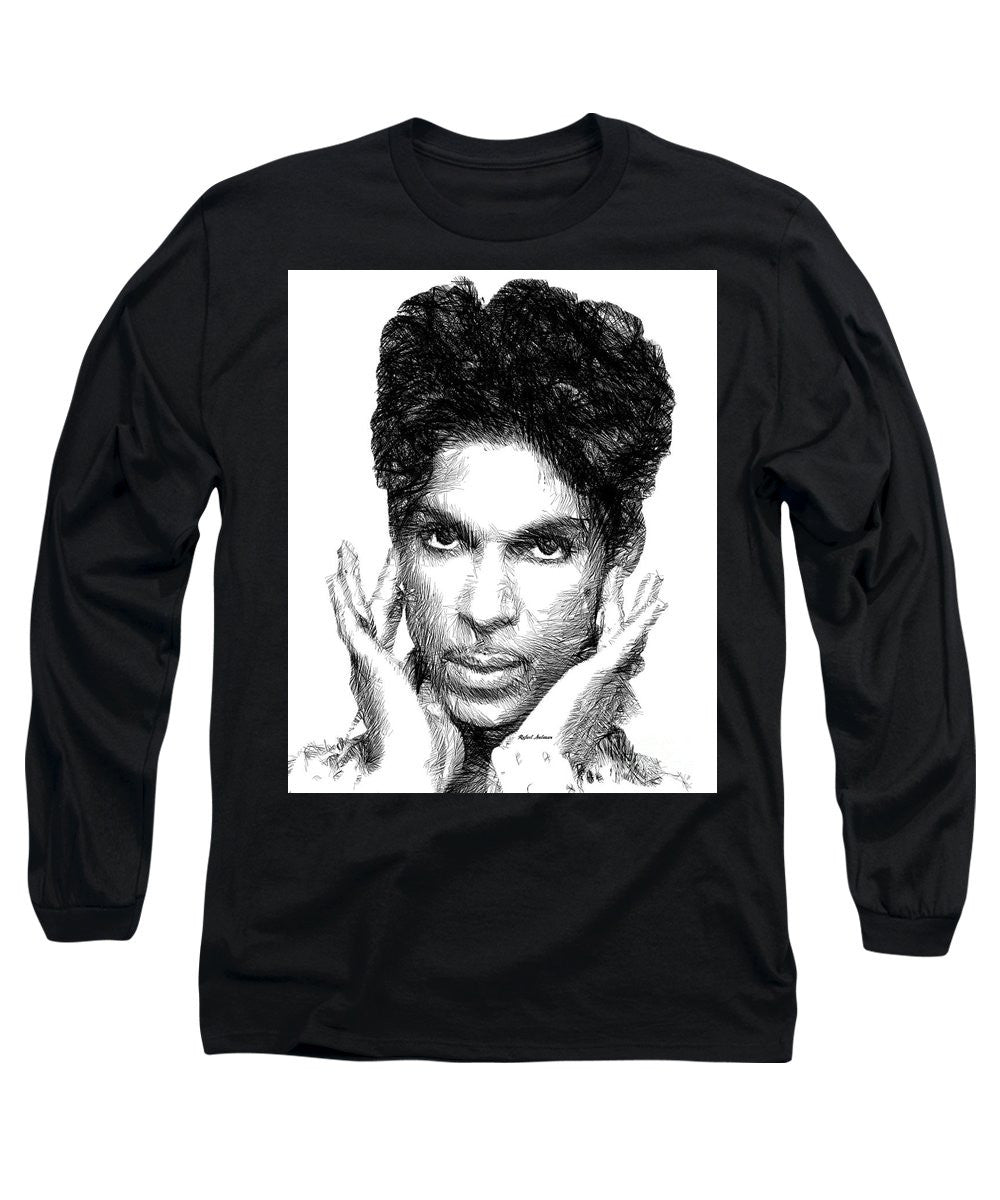 Long Sleeve T-Shirt - Prince - Tribute Sketch In Black And White 2