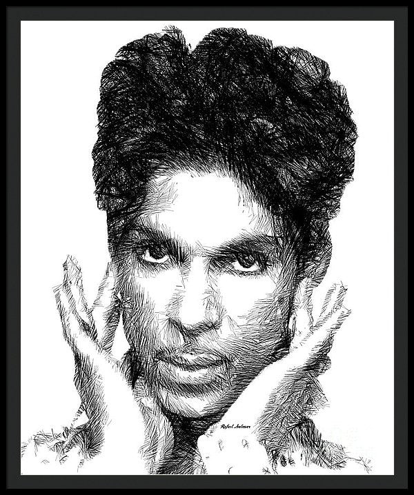 Framed Print - Prince - Tribute Sketch In Black And White 2