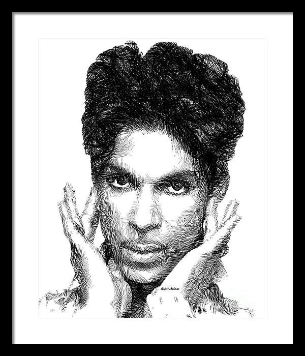 Framed Print - Prince - Tribute Sketch In Black And White 2