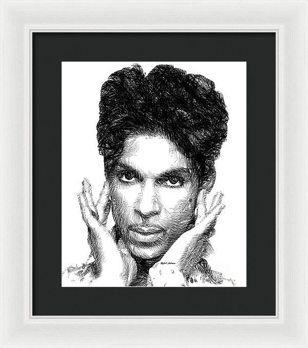 Framed Print - Prince - Tribute Sketch In Black And White 2