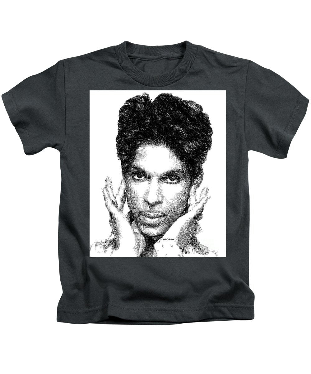 Kids T-Shirt - Prince - Tribute Sketch In Black And White 2