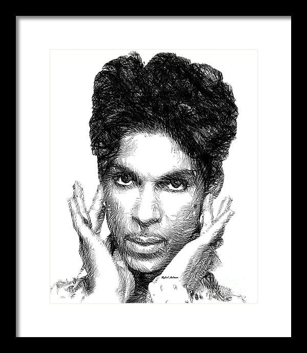 Framed Print - Prince - Tribute Sketch In Black And White 2