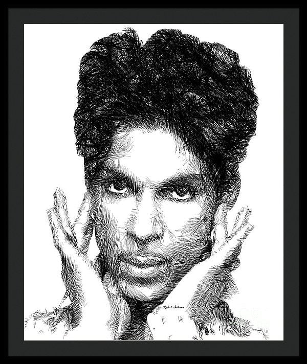 Framed Print - Prince - Tribute Sketch In Black And White 2