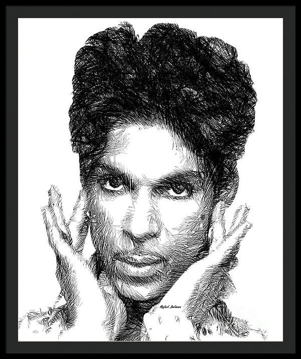 Framed Print - Prince - Tribute Sketch In Black And White 2