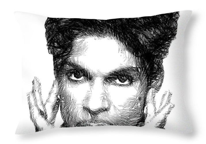 Throw Pillow - Prince - Tribute Sketch In Black And White 2