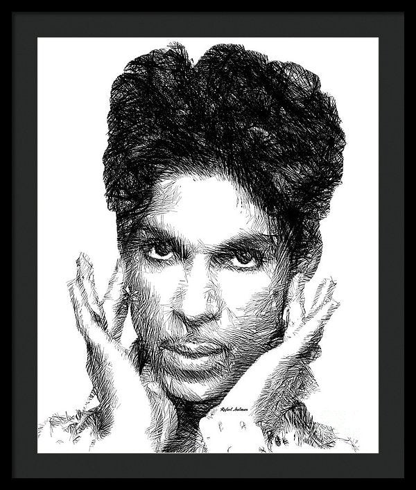 Framed Print - Prince - Tribute Sketch In Black And White 2