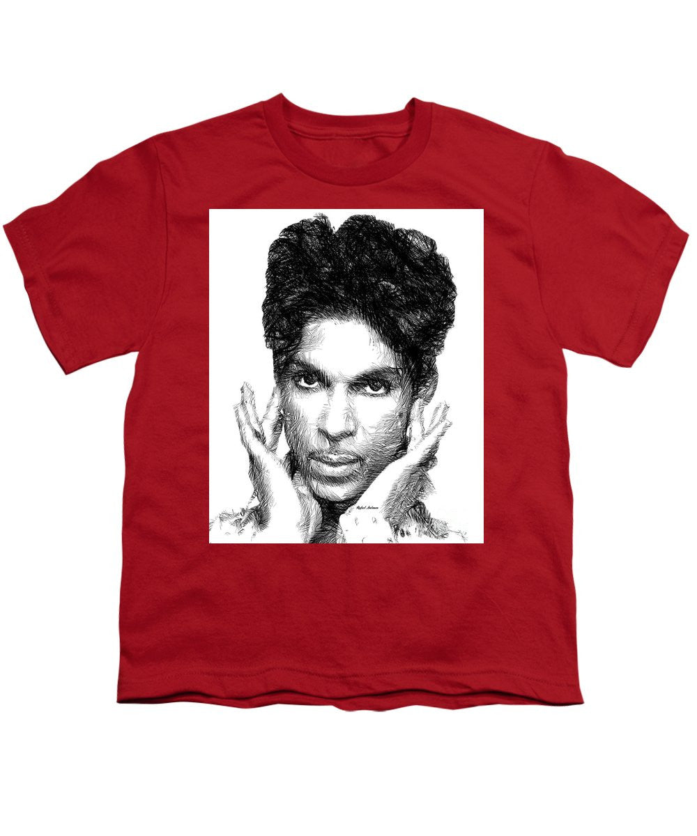 Youth T-Shirt - Prince - Tribute Sketch In Black And White 2