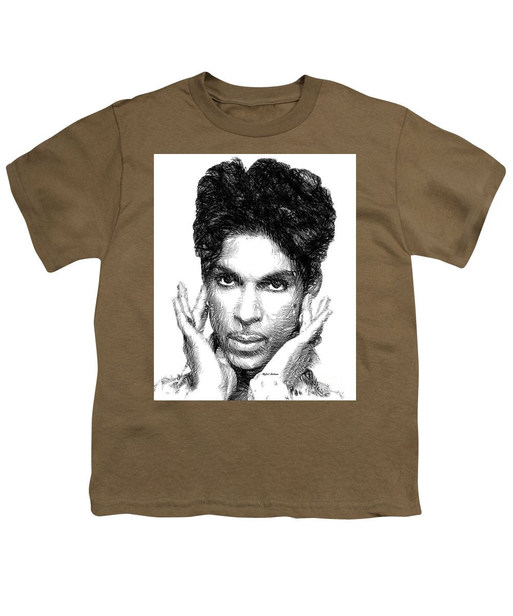 Youth T-Shirt - Prince - Tribute Sketch In Black And White 2