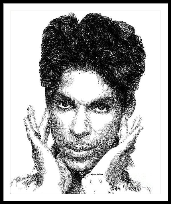 Framed Print - Prince - Tribute Sketch In Black And White 2