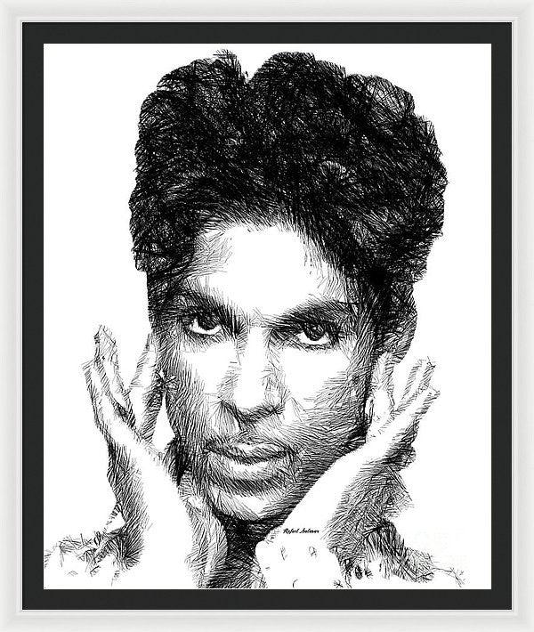 Framed Print - Prince - Tribute Sketch In Black And White 2