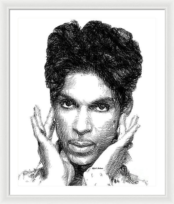 Framed Print - Prince - Tribute Sketch In Black And White 2