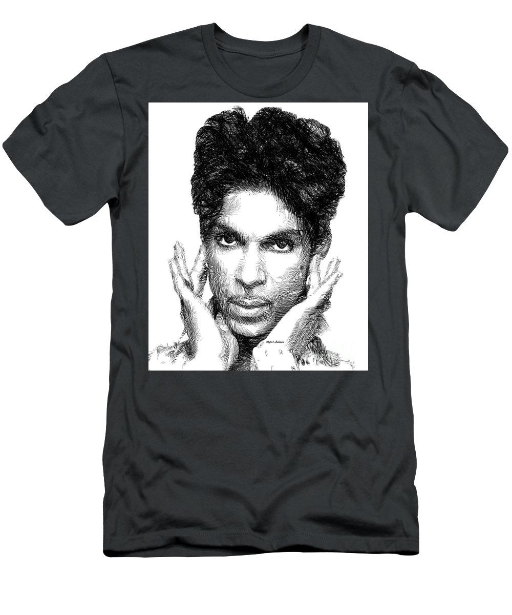 T-shirt pour homme (coupe ajustée) - Prince - Esquisse hommage en noir et blanc 2