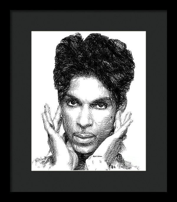 Framed Print - Prince - Tribute Sketch In Black And White 2