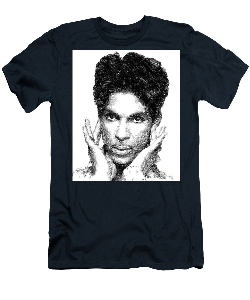 T-shirt pour homme (coupe ajustée) - Prince - Esquisse hommage en noir et blanc 2