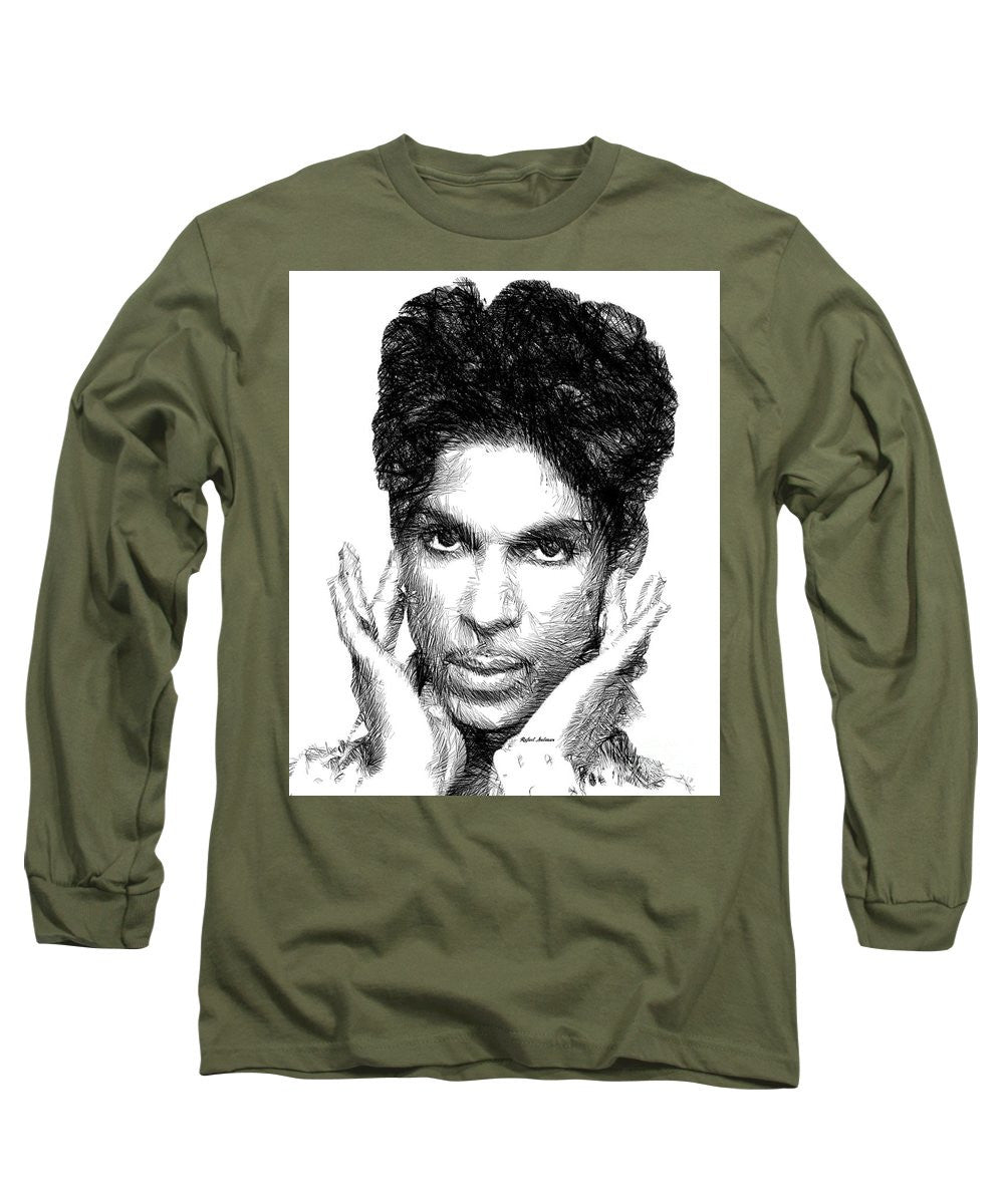 Long Sleeve T-Shirt - Prince - Tribute Sketch In Black And White 2