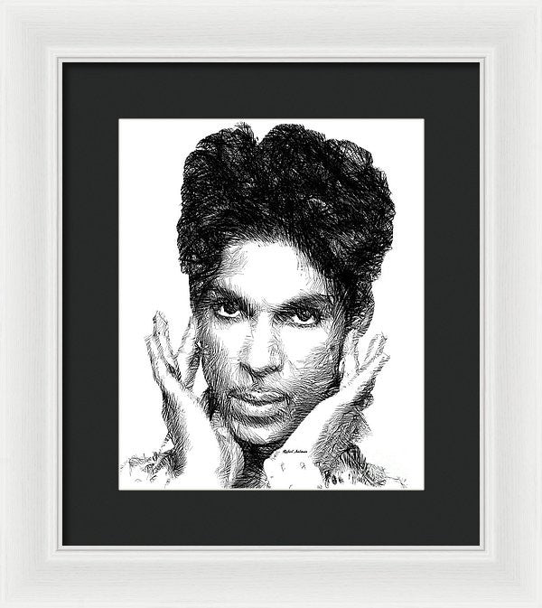 Framed Print - Prince - Tribute Sketch In Black And White 2