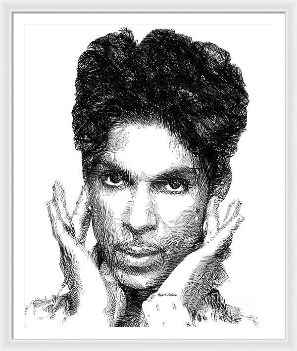 Framed Print - Prince - Tribute Sketch In Black And White 2