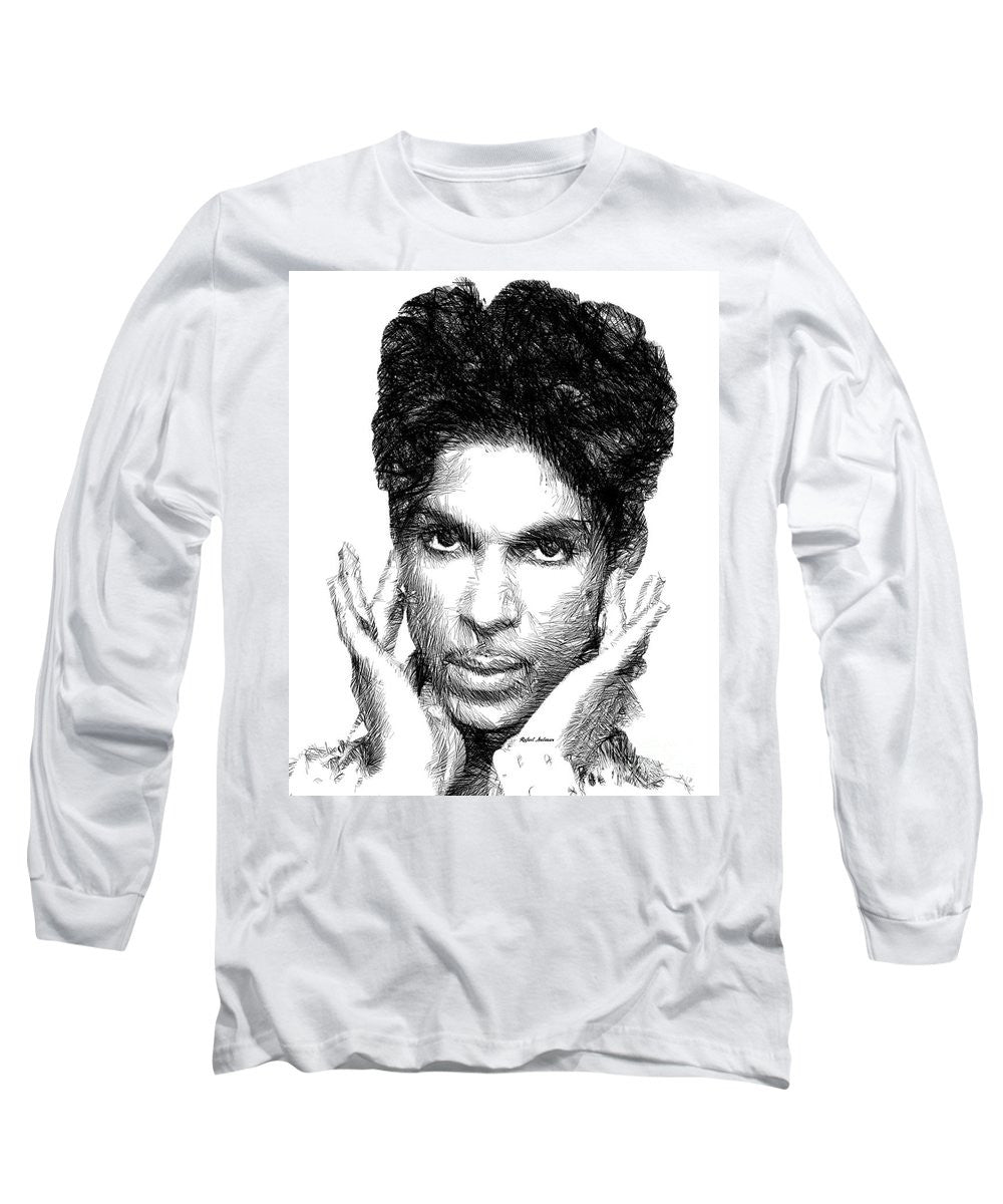 Long Sleeve T-Shirt - Prince - Tribute Sketch In Black And White 2