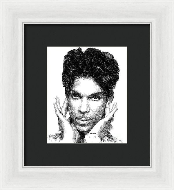 Framed Print - Prince - Tribute Sketch In Black And White 2