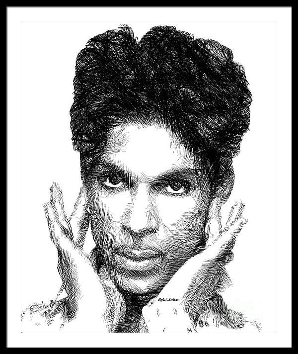 Framed Print - Prince - Tribute Sketch In Black And White 2