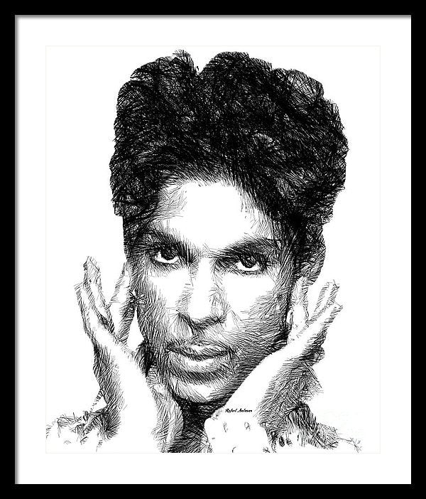 Framed Print - Prince - Tribute Sketch In Black And White 2