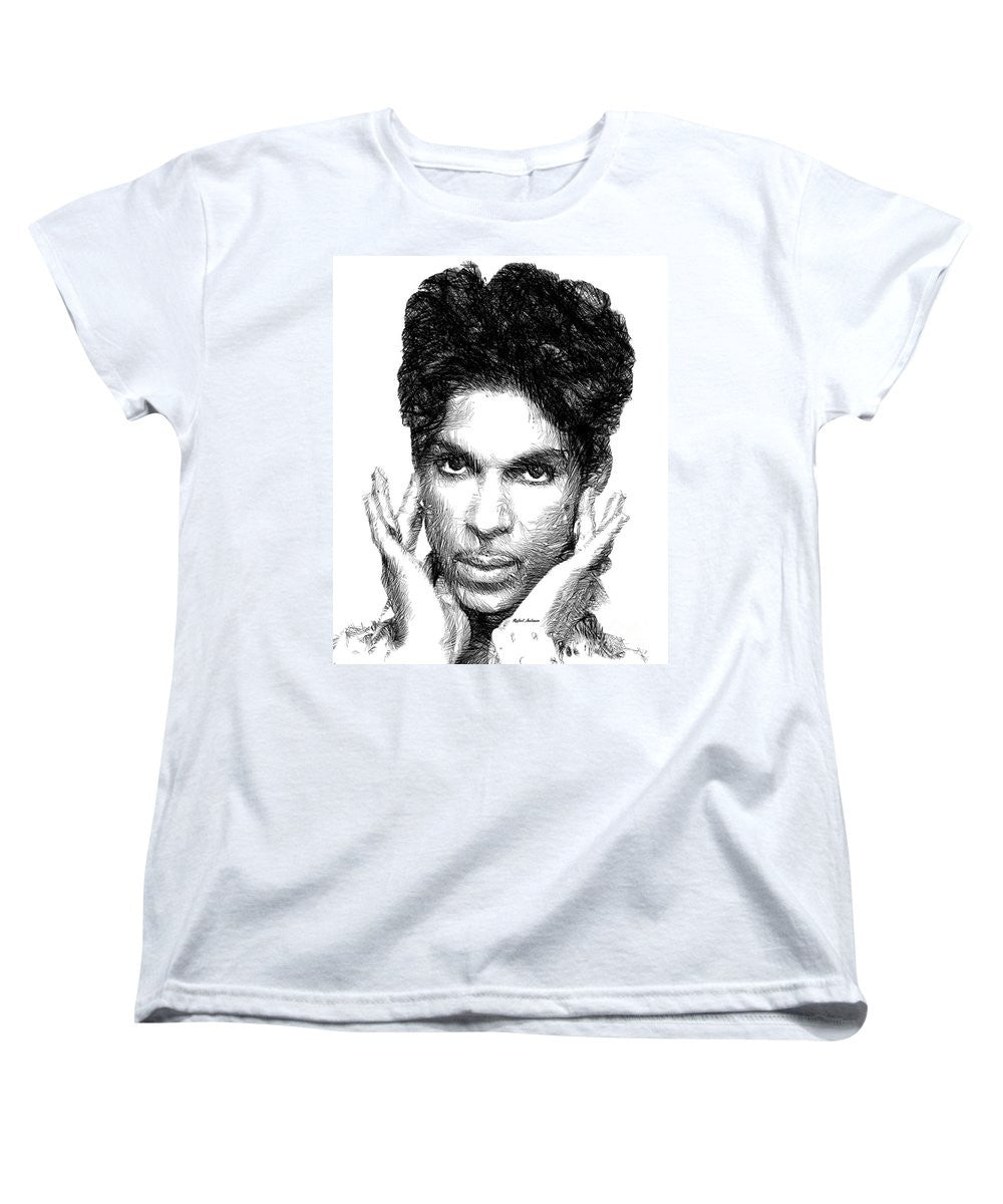 Women's T-Shirt (Standard Cut) - Prince - Tribute Sketch In Black And White 2