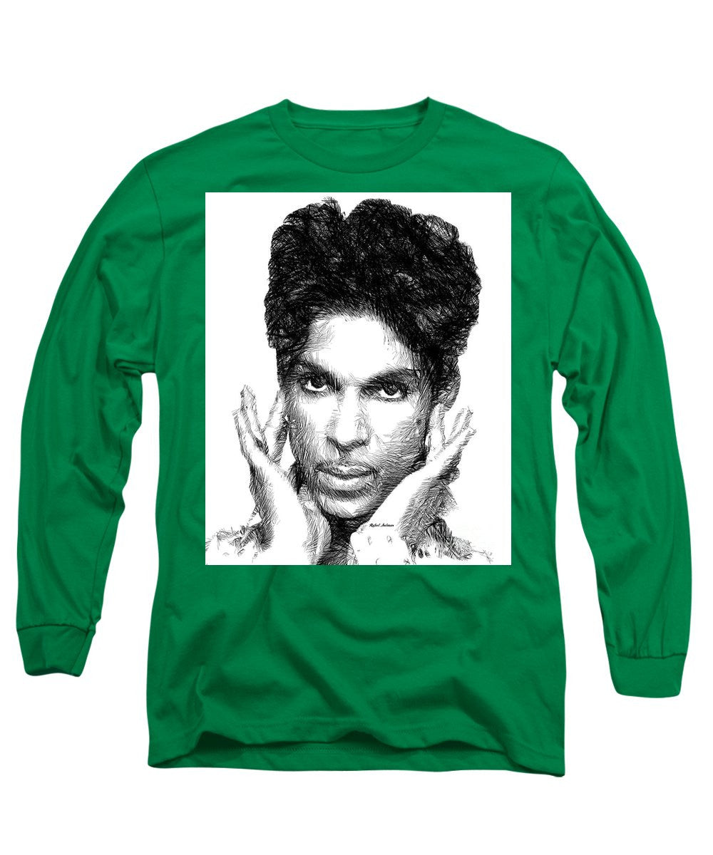 Long Sleeve T-Shirt - Prince - Tribute Sketch In Black And White 2