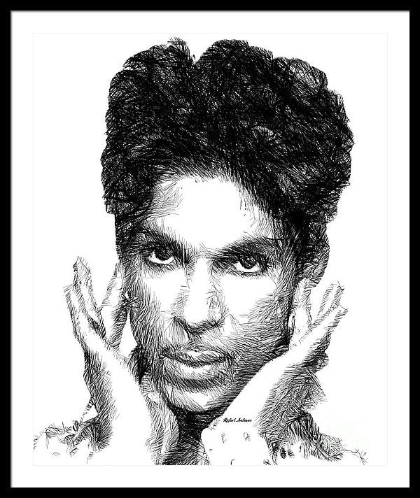 Framed Print - Prince - Tribute Sketch In Black And White 2