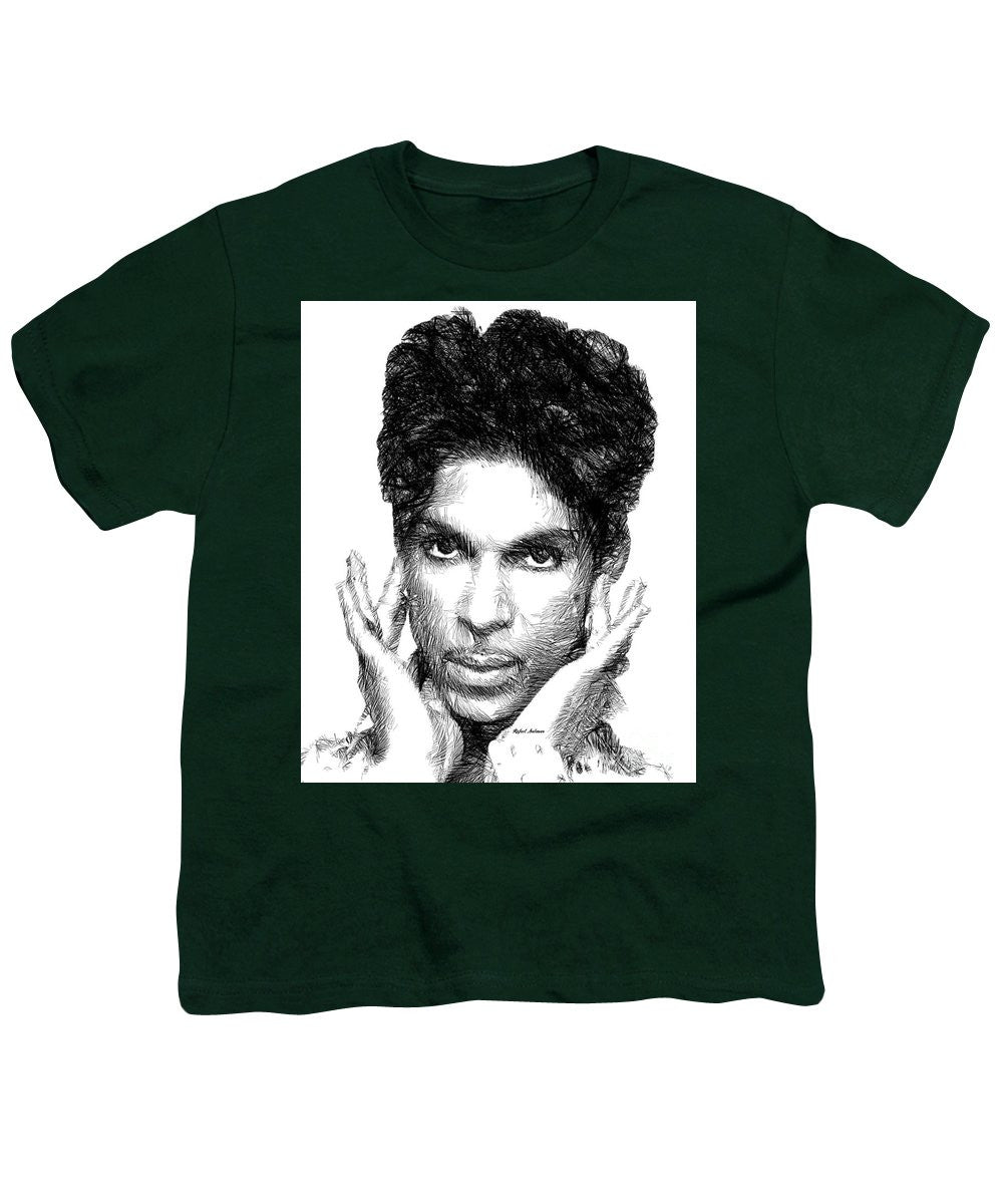 Youth T-Shirt - Prince - Tribute Sketch In Black And White 2