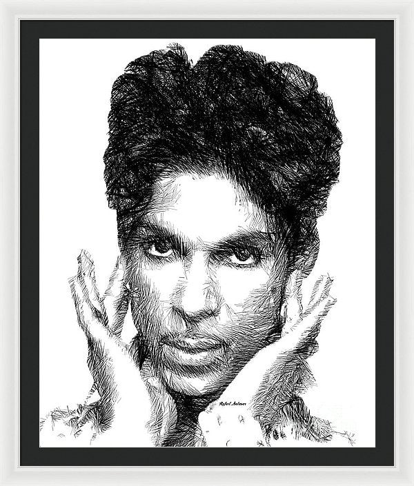 Framed Print - Prince - Tribute Sketch In Black And White 2