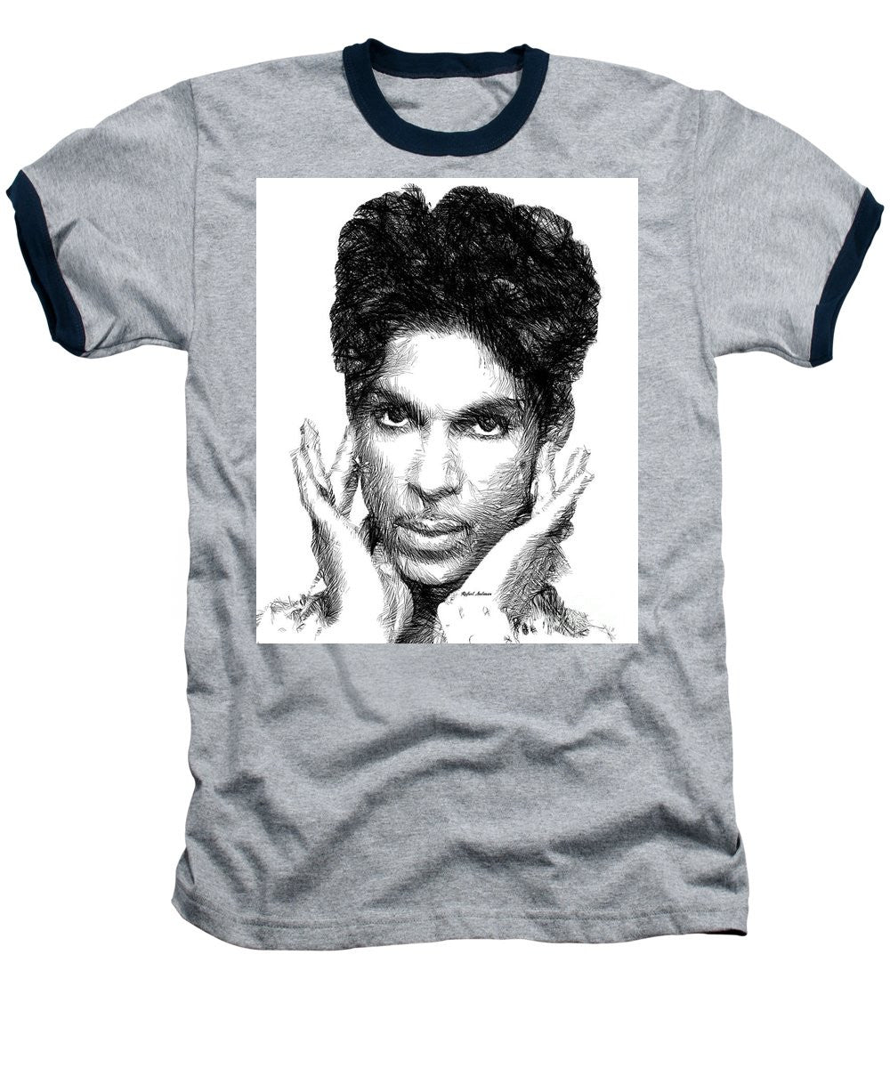 Baseball T-Shirt - Prince - Tribute Sketch In Black And White 2