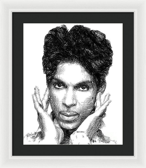 Framed Print - Prince - Tribute Sketch In Black And White 2